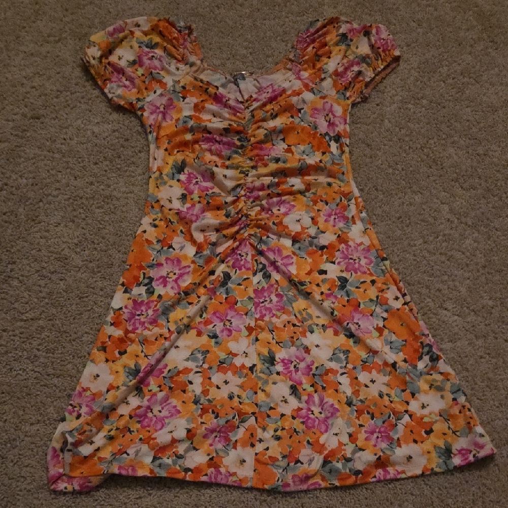 Floral Orange and Pink Dress